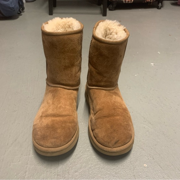 Women’s Ugg Boots Size 10 Classic Short II Chestnut Suede Leather Sherpa Lining - Picture 2 of 10